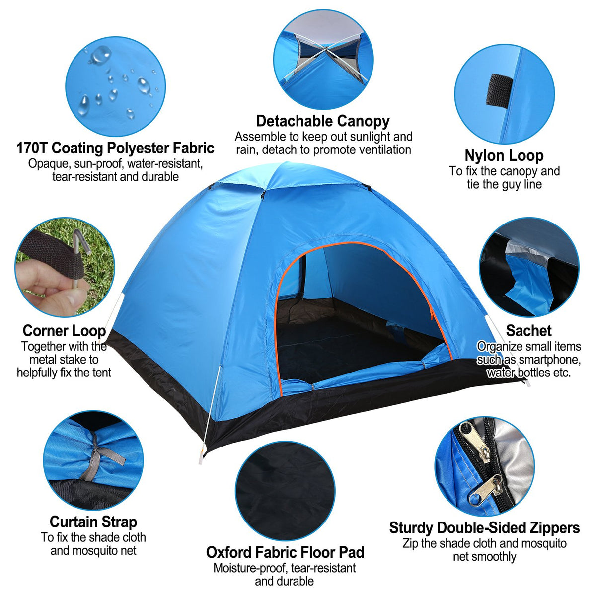 Orange 3–4 Person Instant Pop-Up Camping Tent
