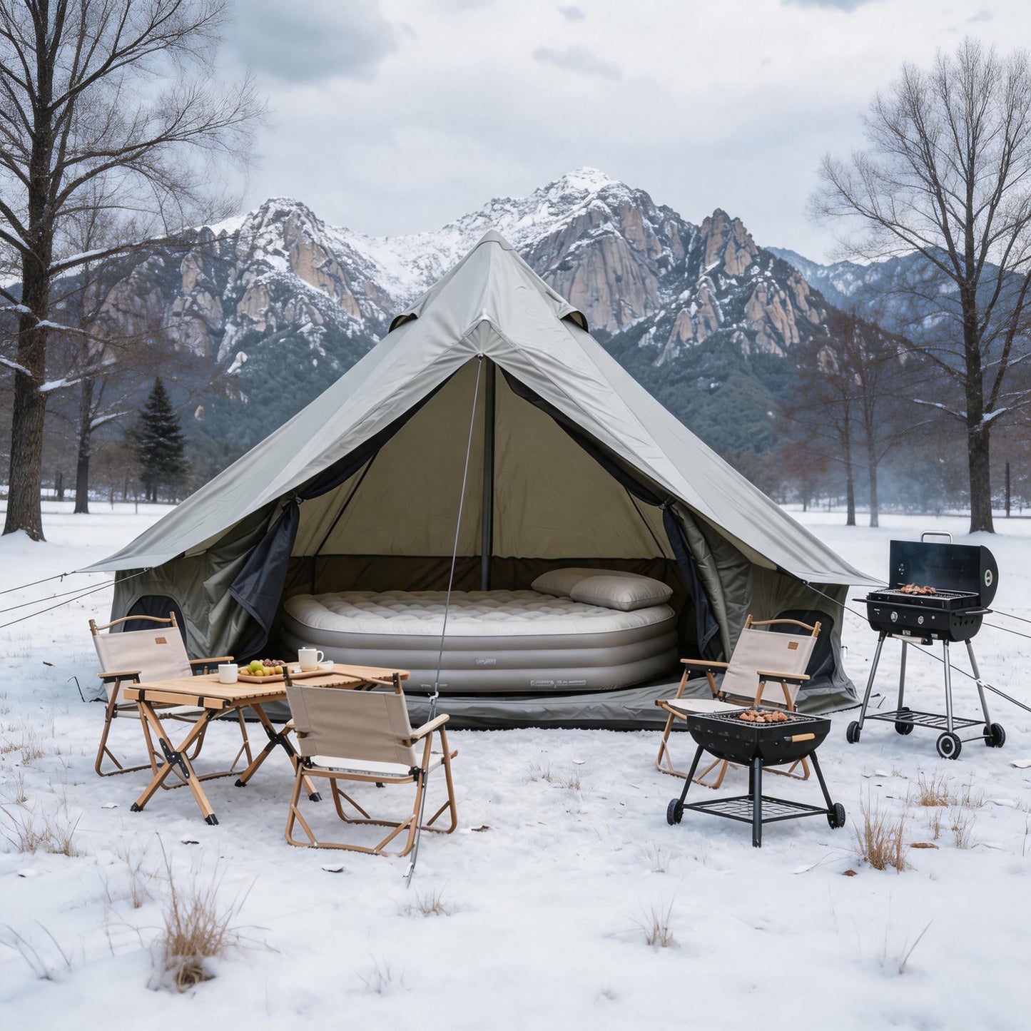Dark Green 13.1 FT Oxford Bell Tent with Stove Jack – 4–8 Person