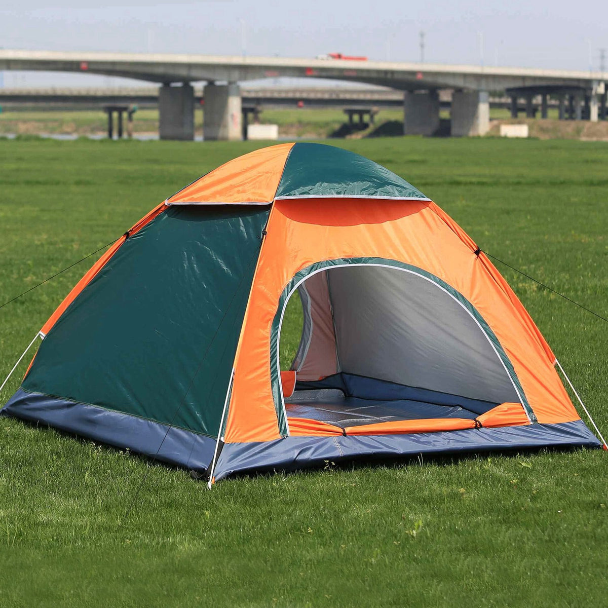 Orange 3–4 Person Instant Pop-Up Camping Tent