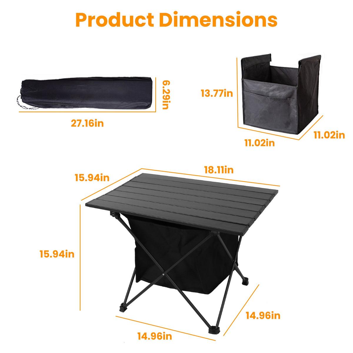 Medium Foldable Aluminum Camping Table with Storage Basket