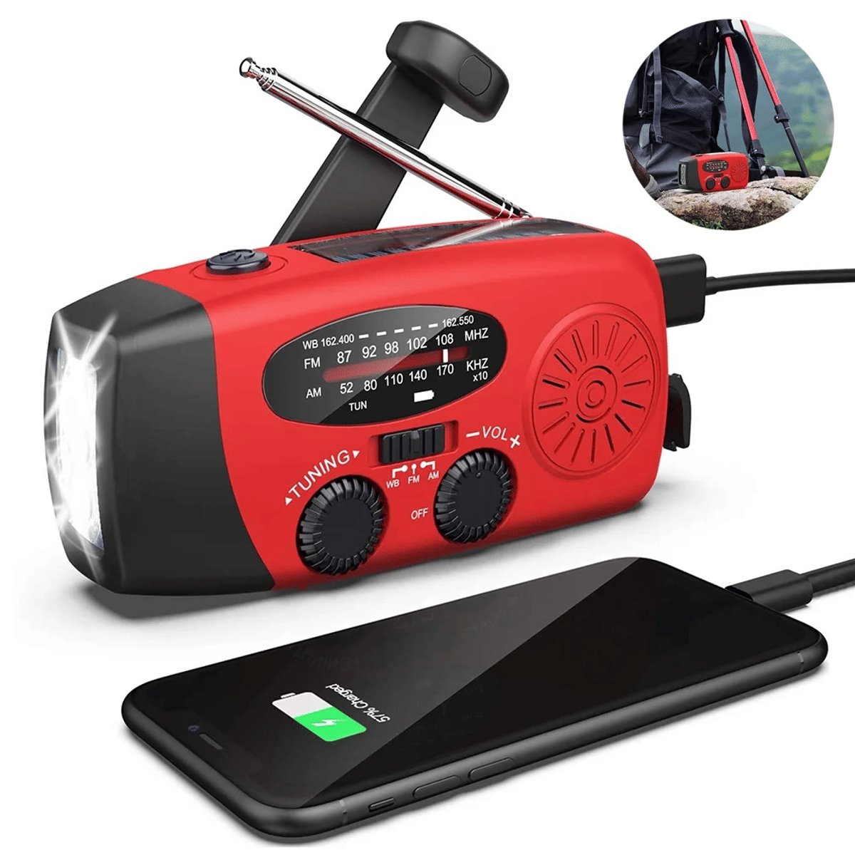 Emergency Crank & Solar Weather Radio - 1000mAh Power Bank + Flashlight — tools kits, view 8