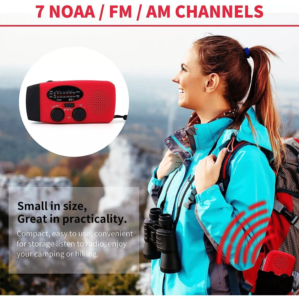 Emergency Crank & Solar Weather Radio - 1000mAh Power Bank + Flashlight — tools kits, view 13