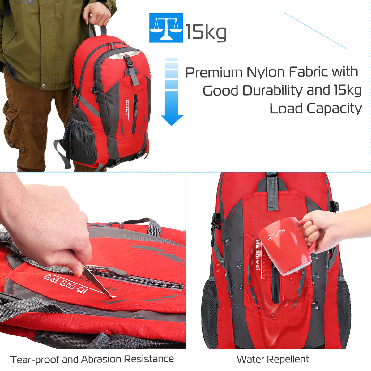 36L Outdoor Hiking Backpack – Red