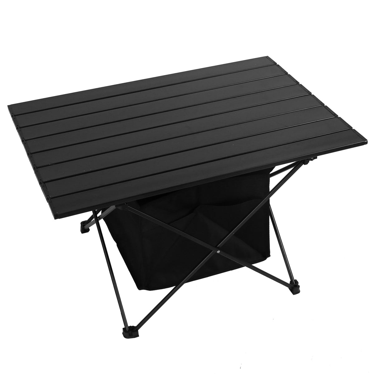 Large Foldable Aluminum Camping Table with Storage Basket
