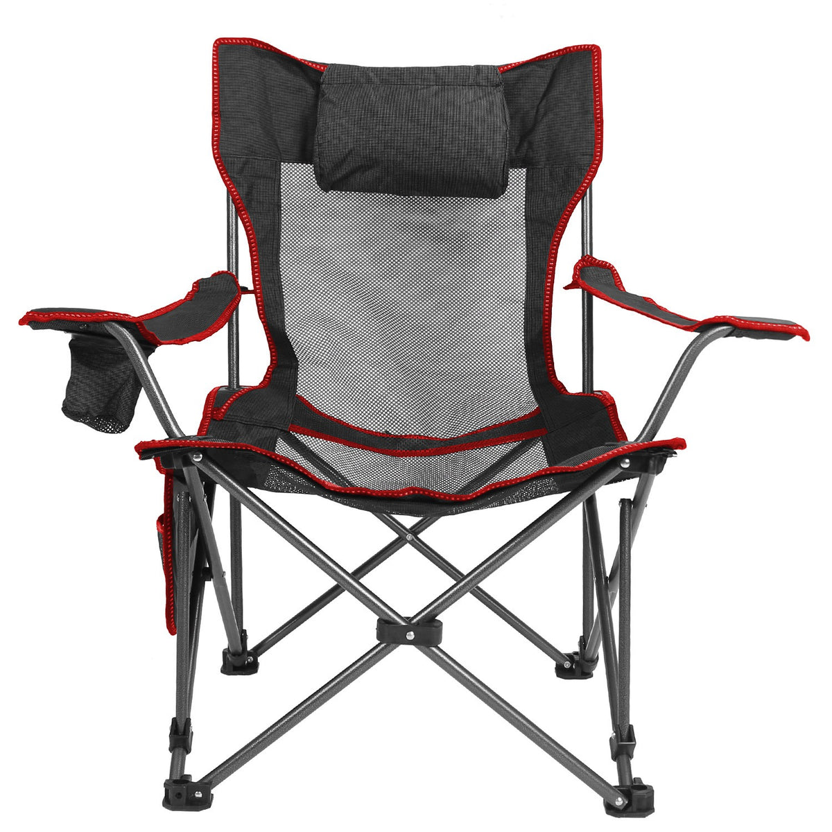 Black Adjustable Reclining Folding Camping Chair