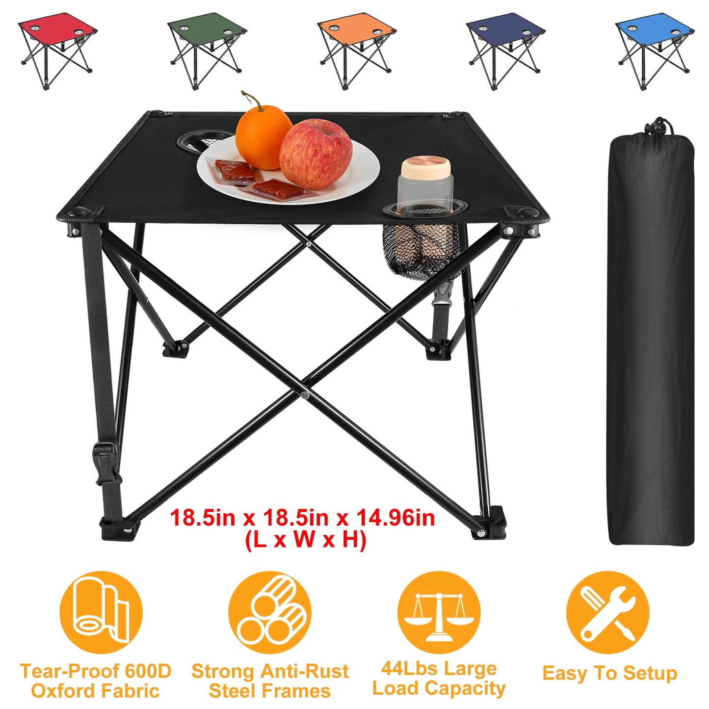 Lake Forest Green Portable Folding Camping Table with 2 Cup Holders