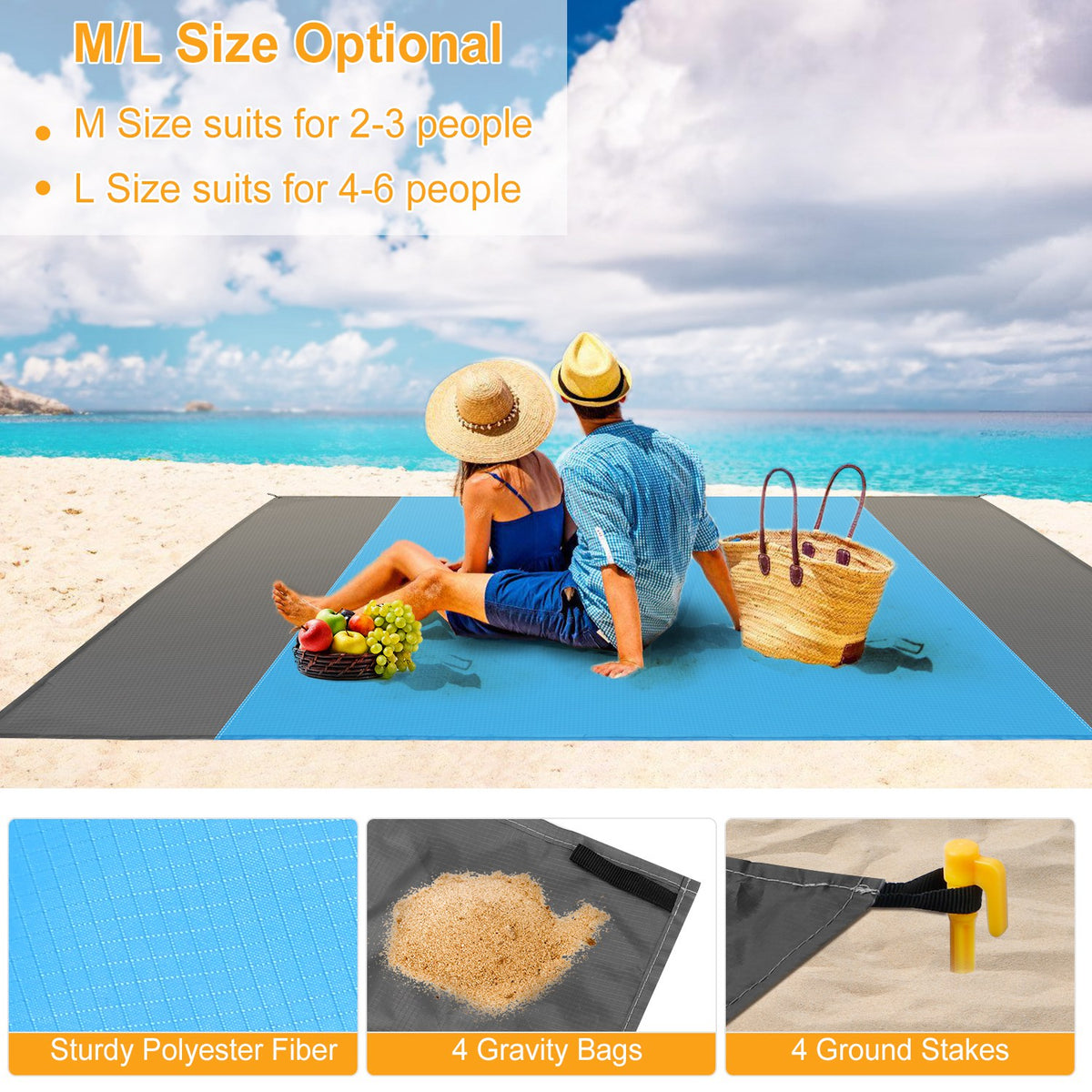 Green Large 4–6 Person Sandproof Camping & Beach Blanket