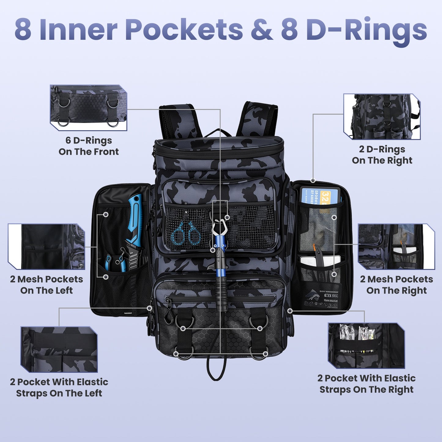 Lake Forest 42L Outdoor Camping & Hiking Backpack with 16 Pockets