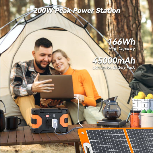Flashfish EA150 Power Station + 60W Solar Panel Kit – 166Wh Portable Generator — stations, angled view