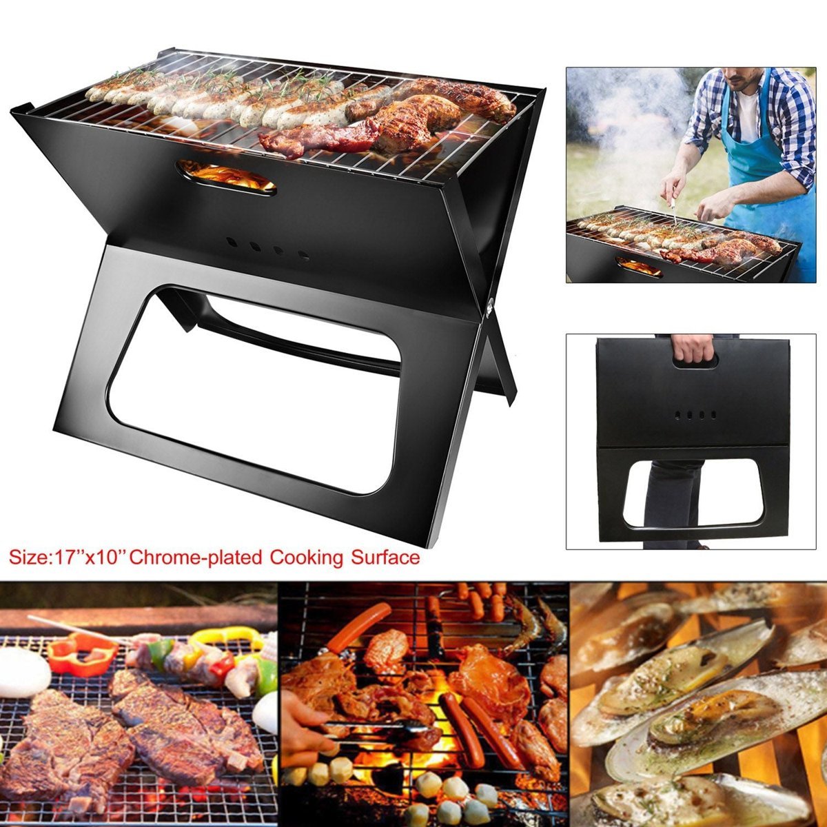Foldable Portable BBQ Grill - Compact for Camping, Garden, Backyard & RV Use — cooking stoves, lifestyle