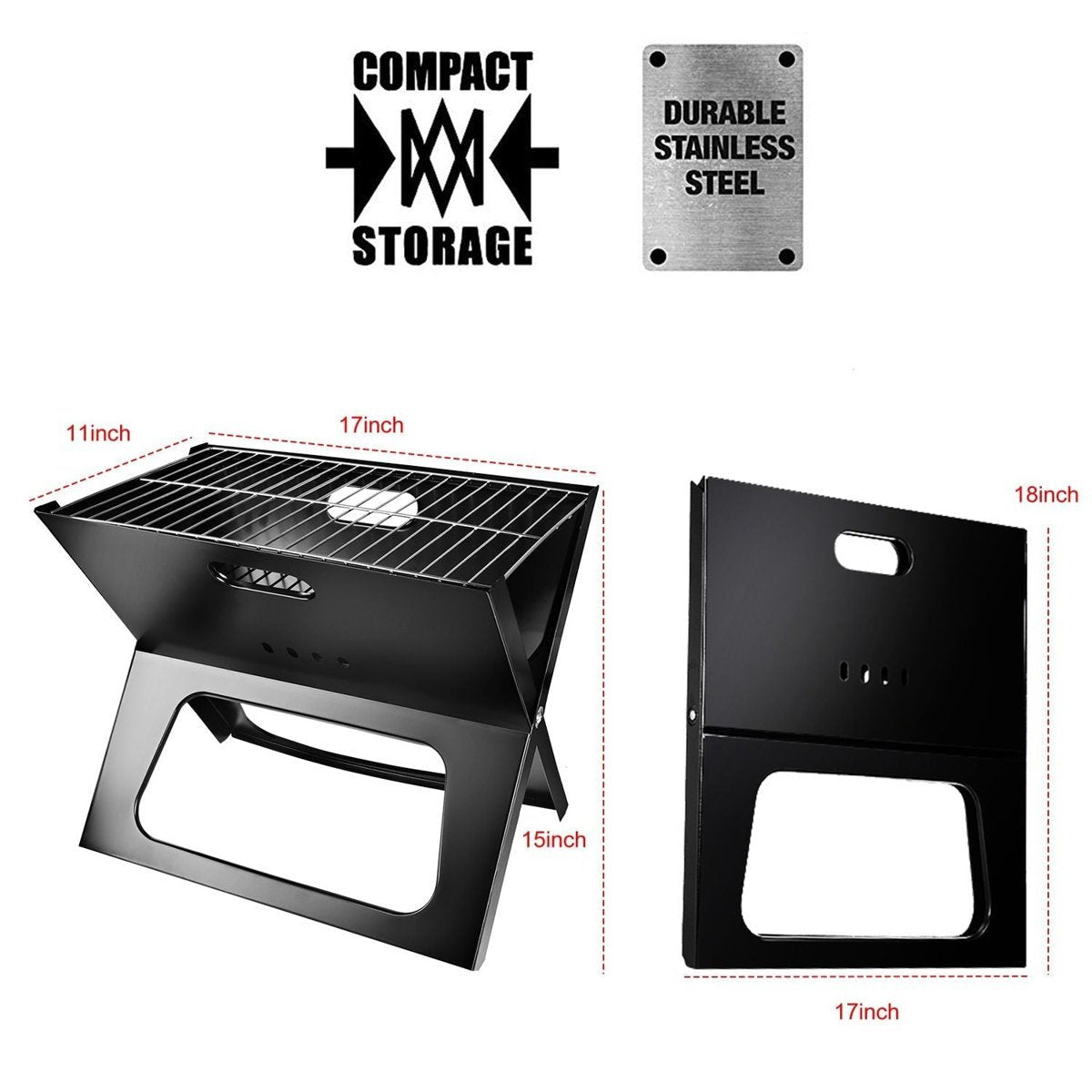 Foldable Portable BBQ Grill - Compact for Camping, Garden, Backyard & RV Use — cooking stoves, detail