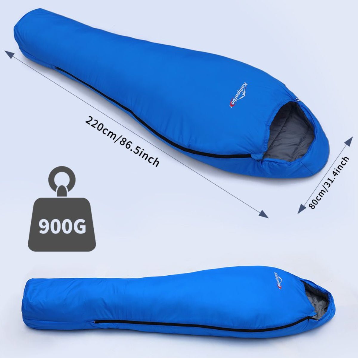 Kamperbox 3-Season Camping Sleeping Bag - Lightweight Outdoor Sleep System — blue, bags
