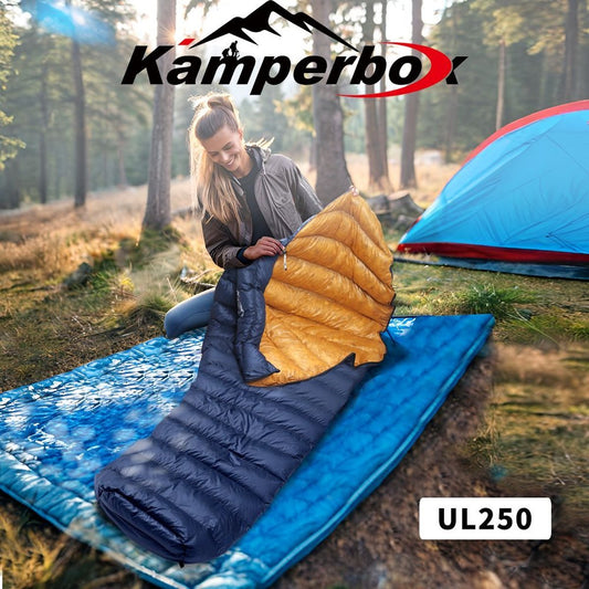Kamperbox Ultralight Down Sleeping Bag - Compact & Warm for Camping Backpacking — bags, front view