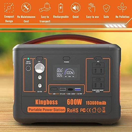 Kingboss 600W Portable Solar Generator – 568Wh Lithium Power Station — stations, front view