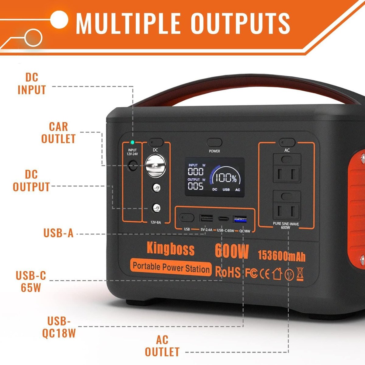 Kingboss 600W Portable Solar Generator – 568Wh Lithium Power Station — stations, view 10