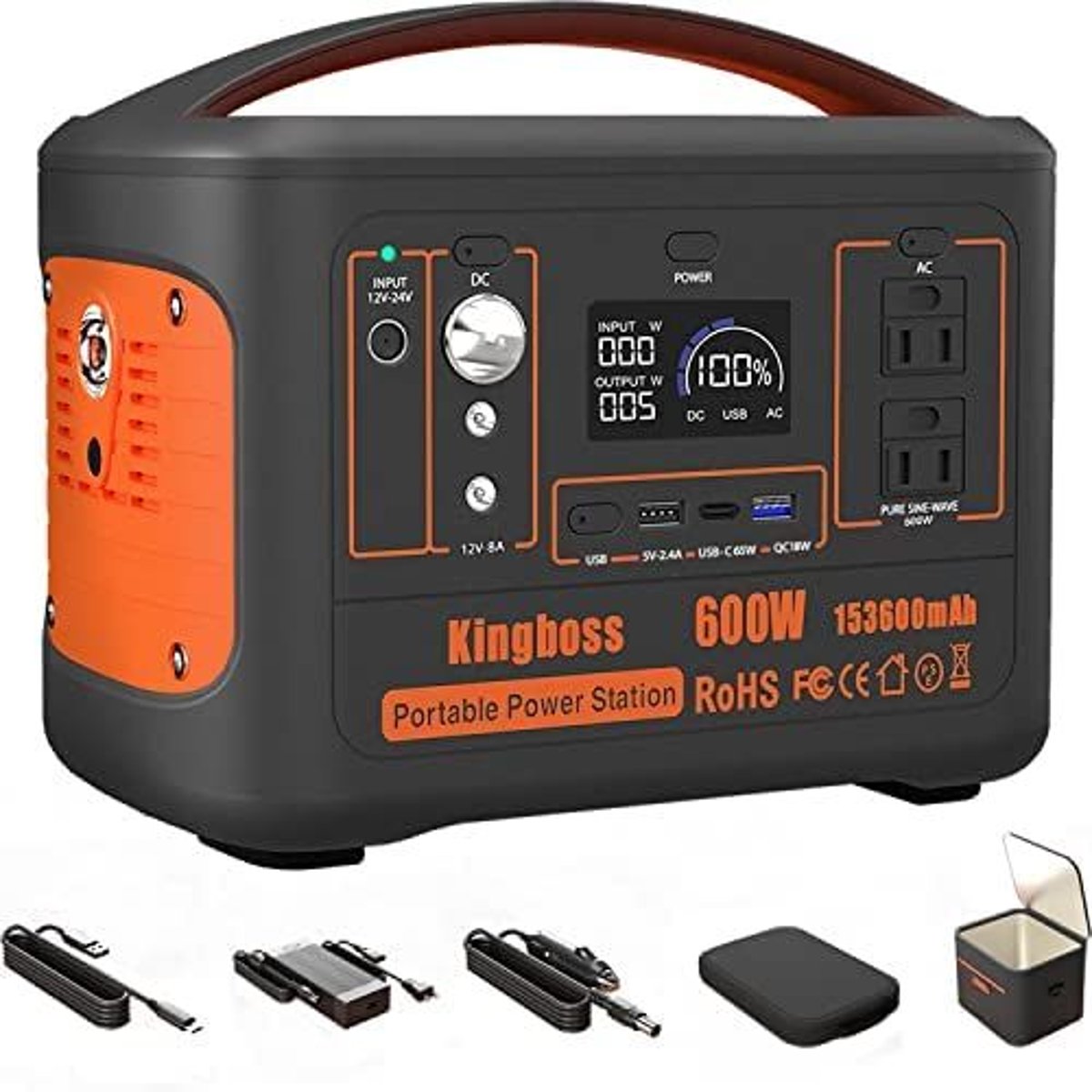 Kingboss 600W Portable Solar Generator – 568Wh Lithium Power Station — stations, detail