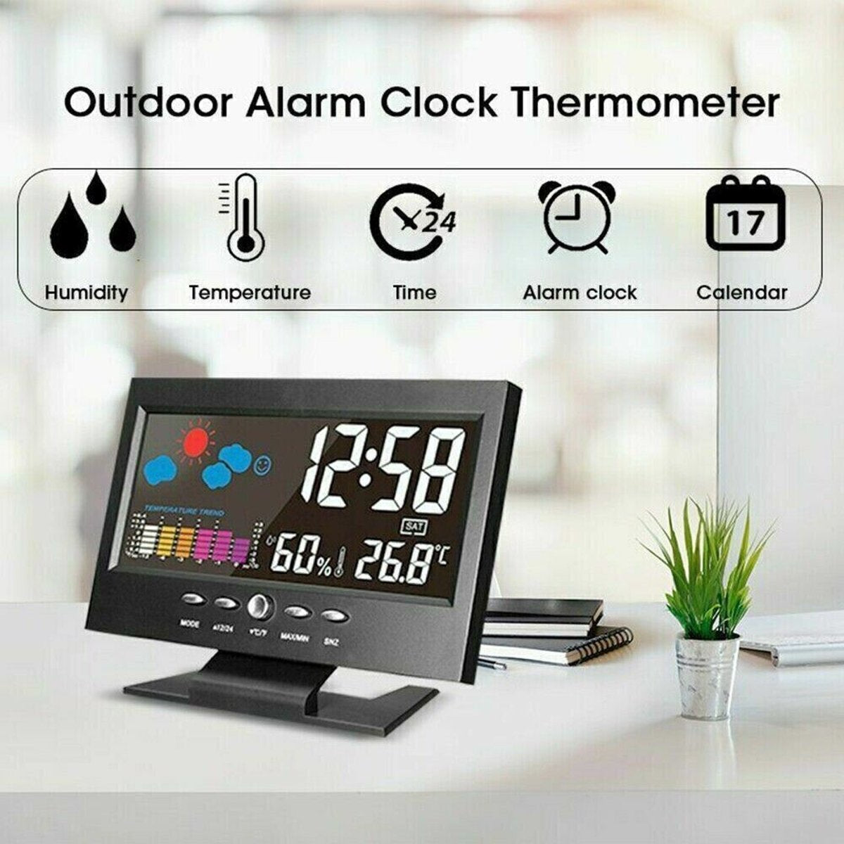 LED Digital Alarm Clock - Snooze, Calendar, Temp & Humidity (Weather Display) — clocks, lifestyle