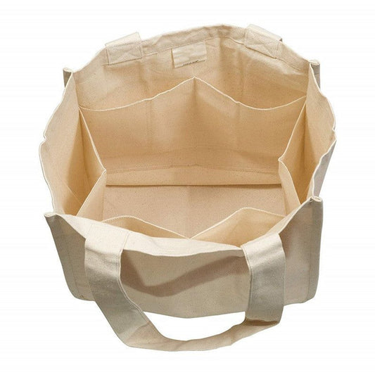 Organic Cotton Market Tote - 6 Internal Sleeves, Plastic-Free (16′′×12′′) — shopping totes, front view