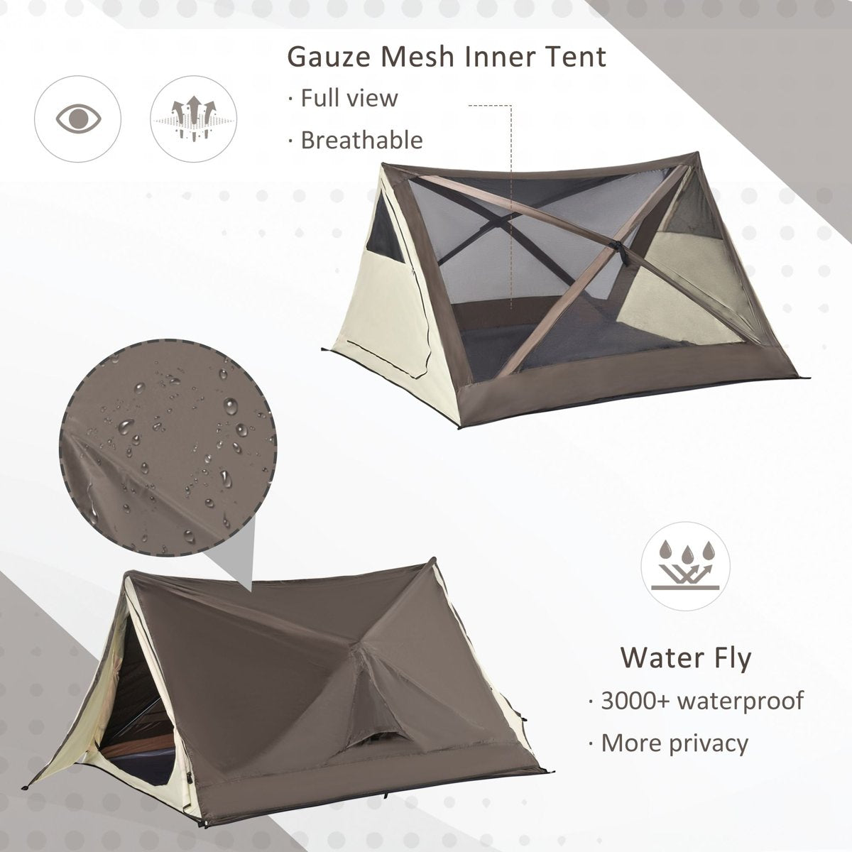 Outsunny 2-3 Person Instant Pop-Up Tent - 3000 mm, Mesh Walls, Rainfly — tents