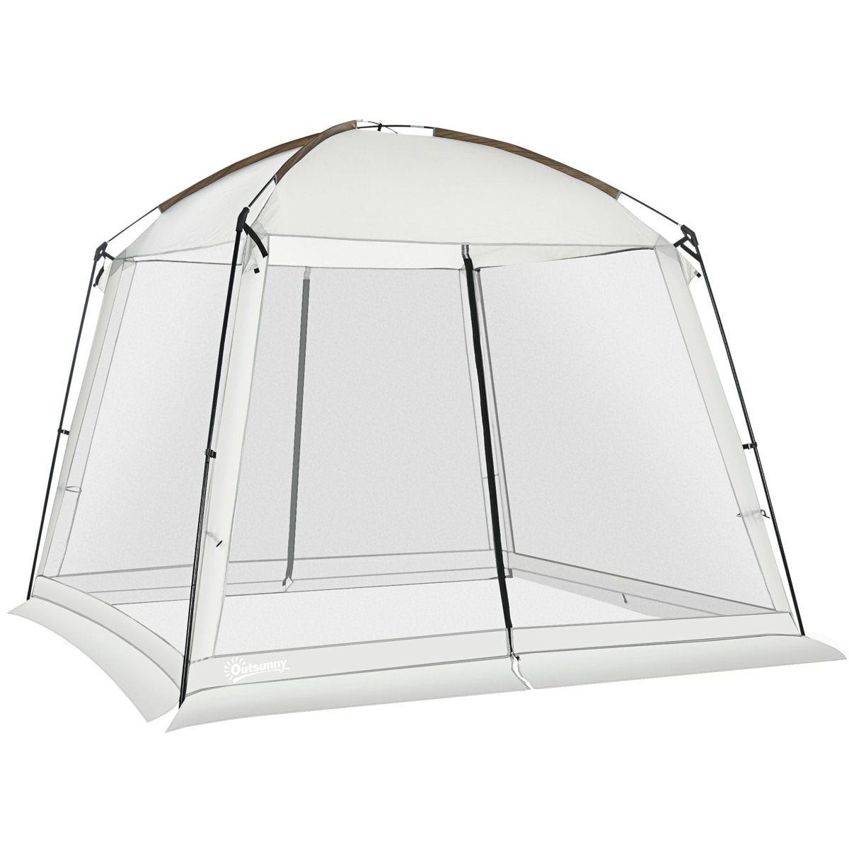 Outsunny 6-8 Person Screen Room Canopy - 118′′ × 118′′, UV50+, 2 Doors — white, canopies