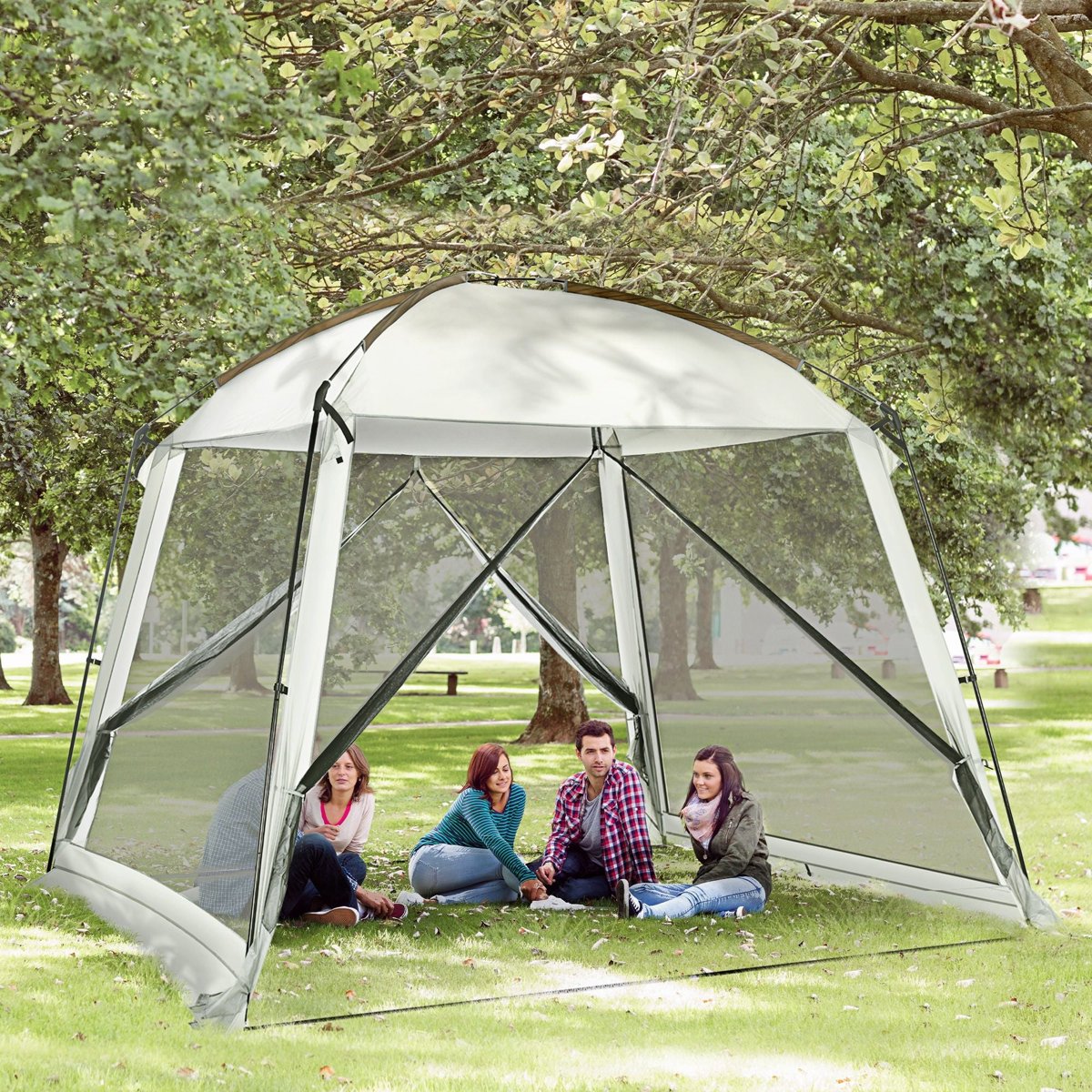 Outsunny 6-8 Person Screen Room Canopy - 118′′ × 118′′, UV50+, 2 Doors — canopies, view 10