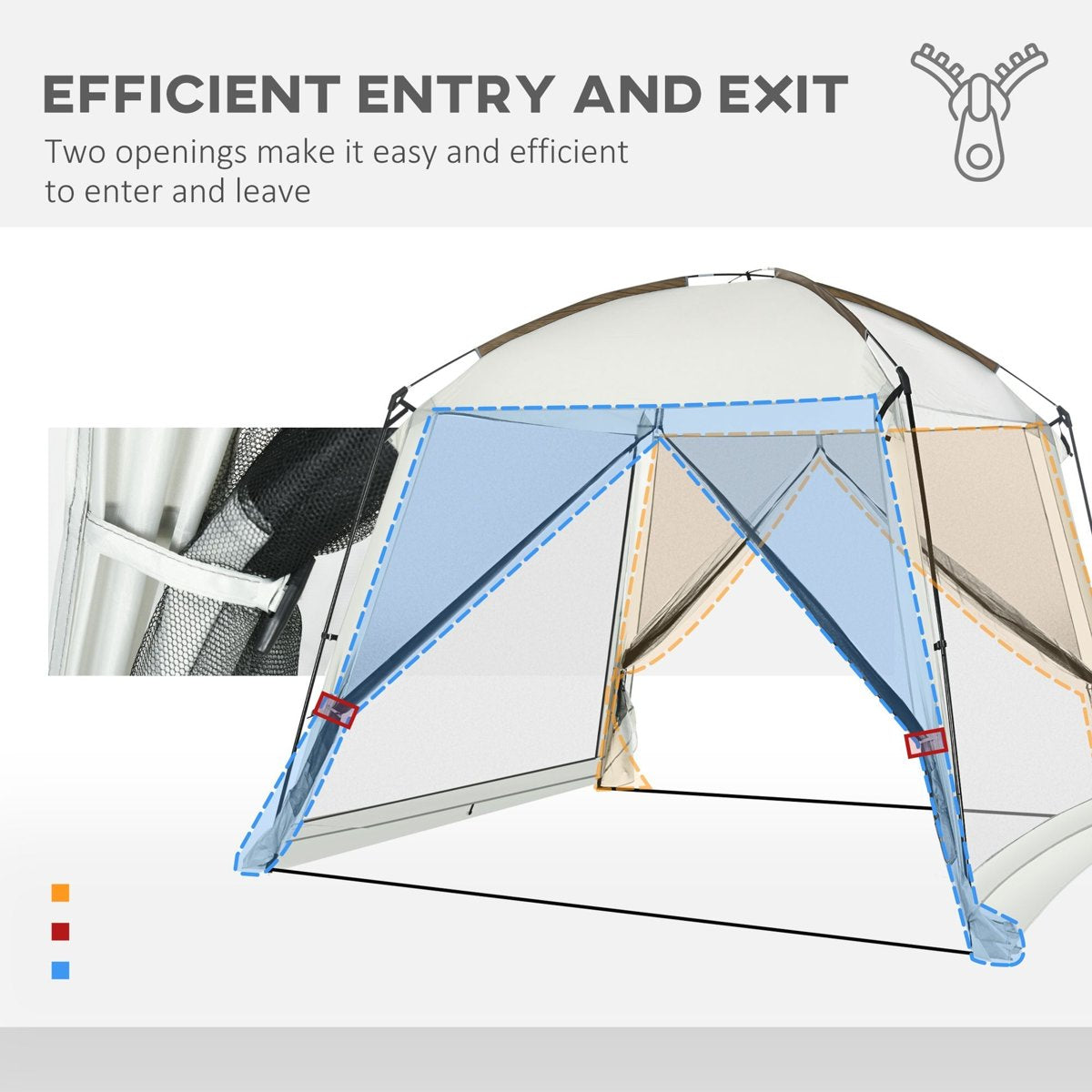 Outsunny 6-8 Person Screen Room Canopy - 118′′ × 118′′, UV50+, 2 Doors — canopies, view 7
