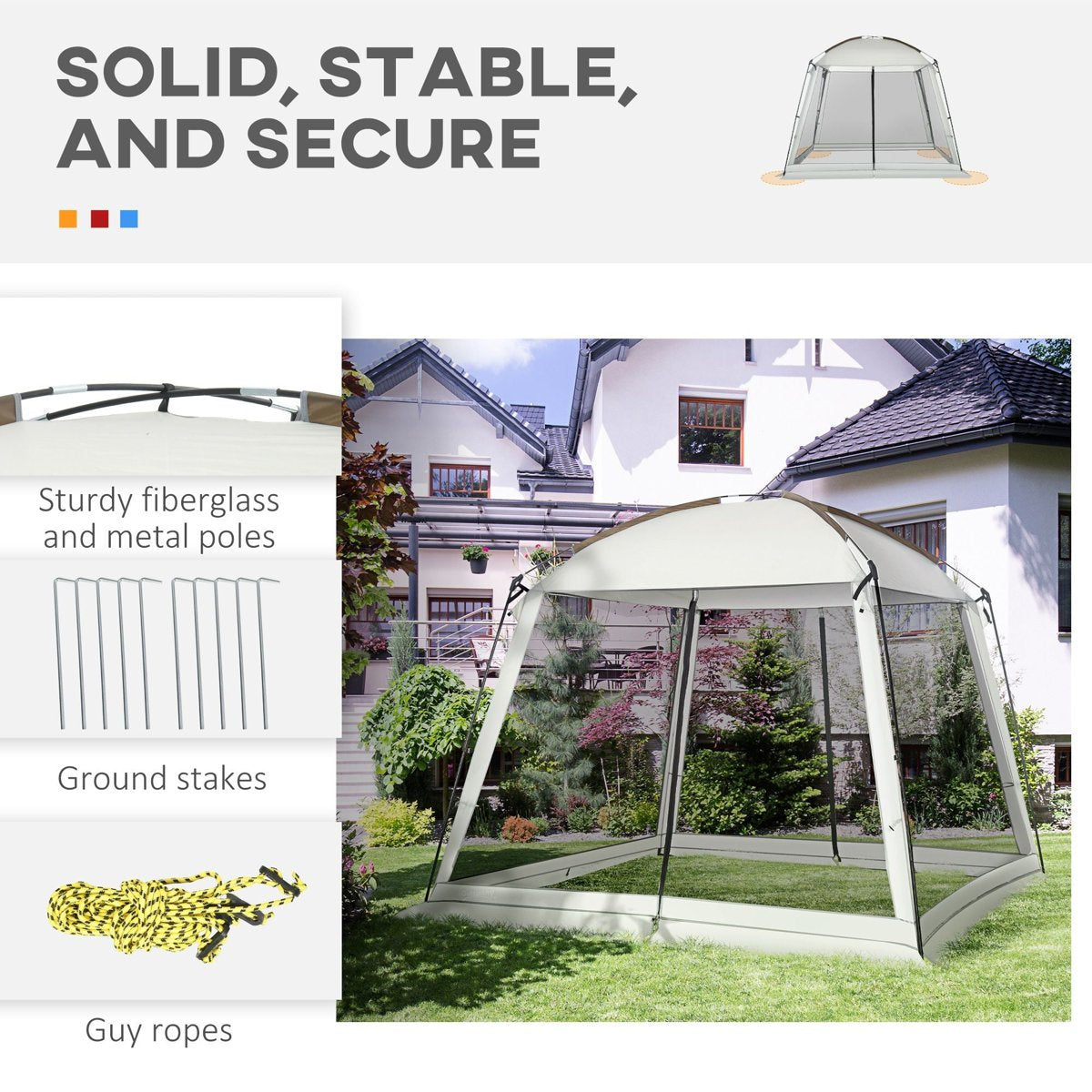 Outsunny 6-8 Person Screen Room Canopy - 118′′ × 118′′, UV50+, 2 Doors — canopies
