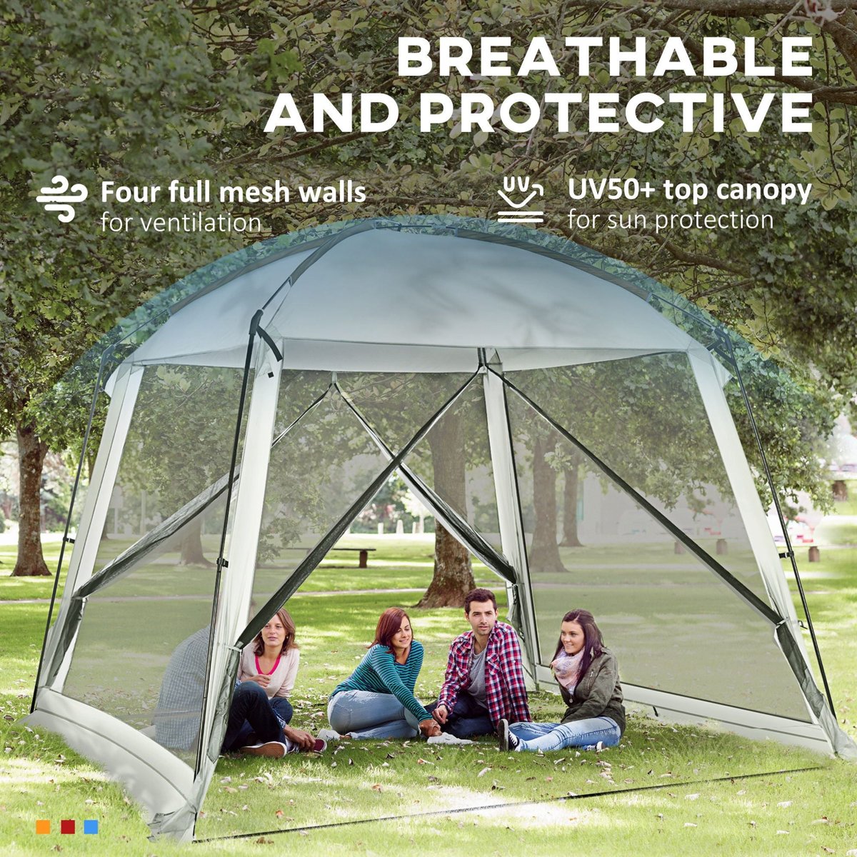 Outsunny 6-8 Person Screen Room Canopy - 118′′ × 118′′, UV50+, 2 Doors — canopies, lifestyle