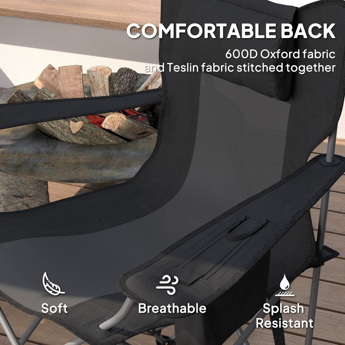 Outsunny Rocking Camping Chair - Cooler & Cup Holder, Folding (265 lb) — chairs, lifestyle