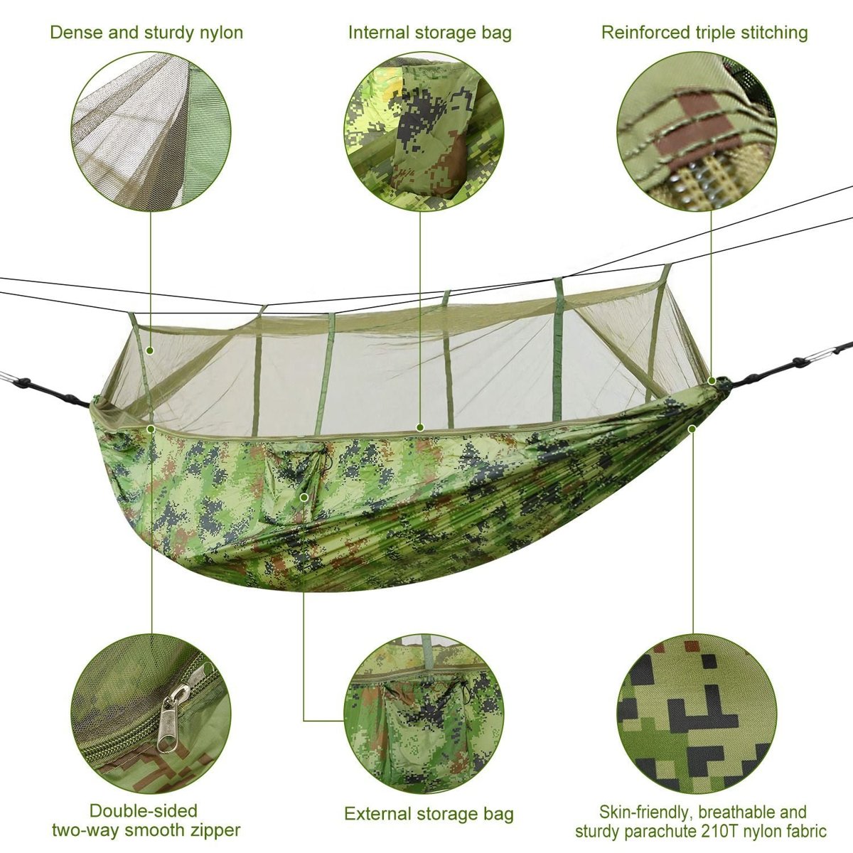 Parachute Camping Hammock with Mosquito Net – 600LBS Load-Bearing, Compact & Durable — hammocks, view 20