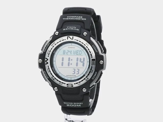 Hunting Watch with Built-In Compass - Rugged Outdoor Timepiece — navigational compasses, front view