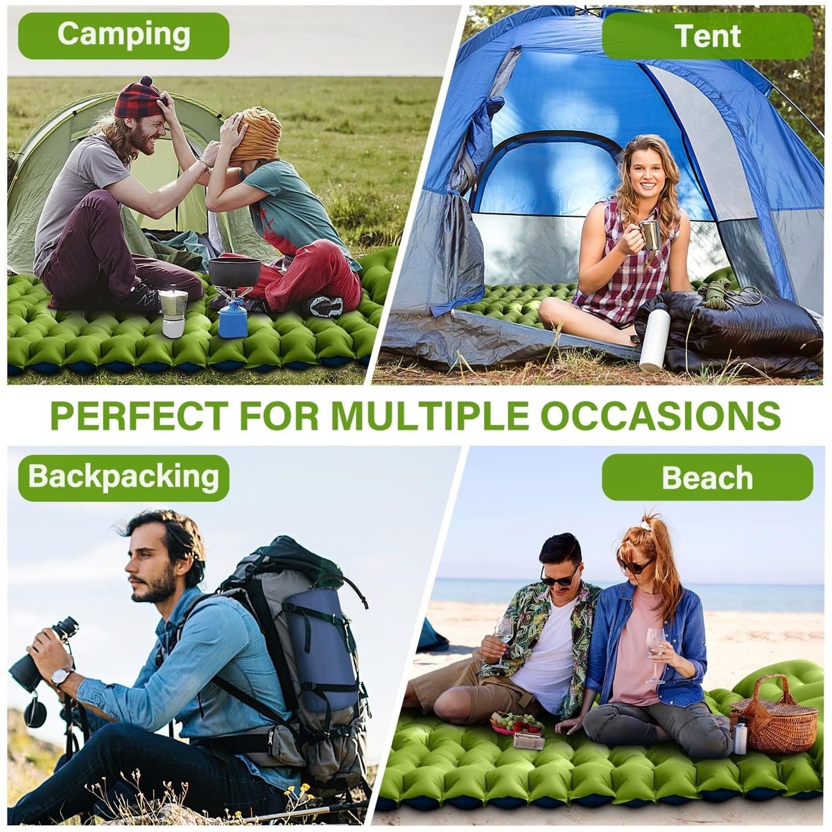 Single Inflatable Camping Mattress – Built-In Pillow + Foot Pump — sleeping pads, view 9