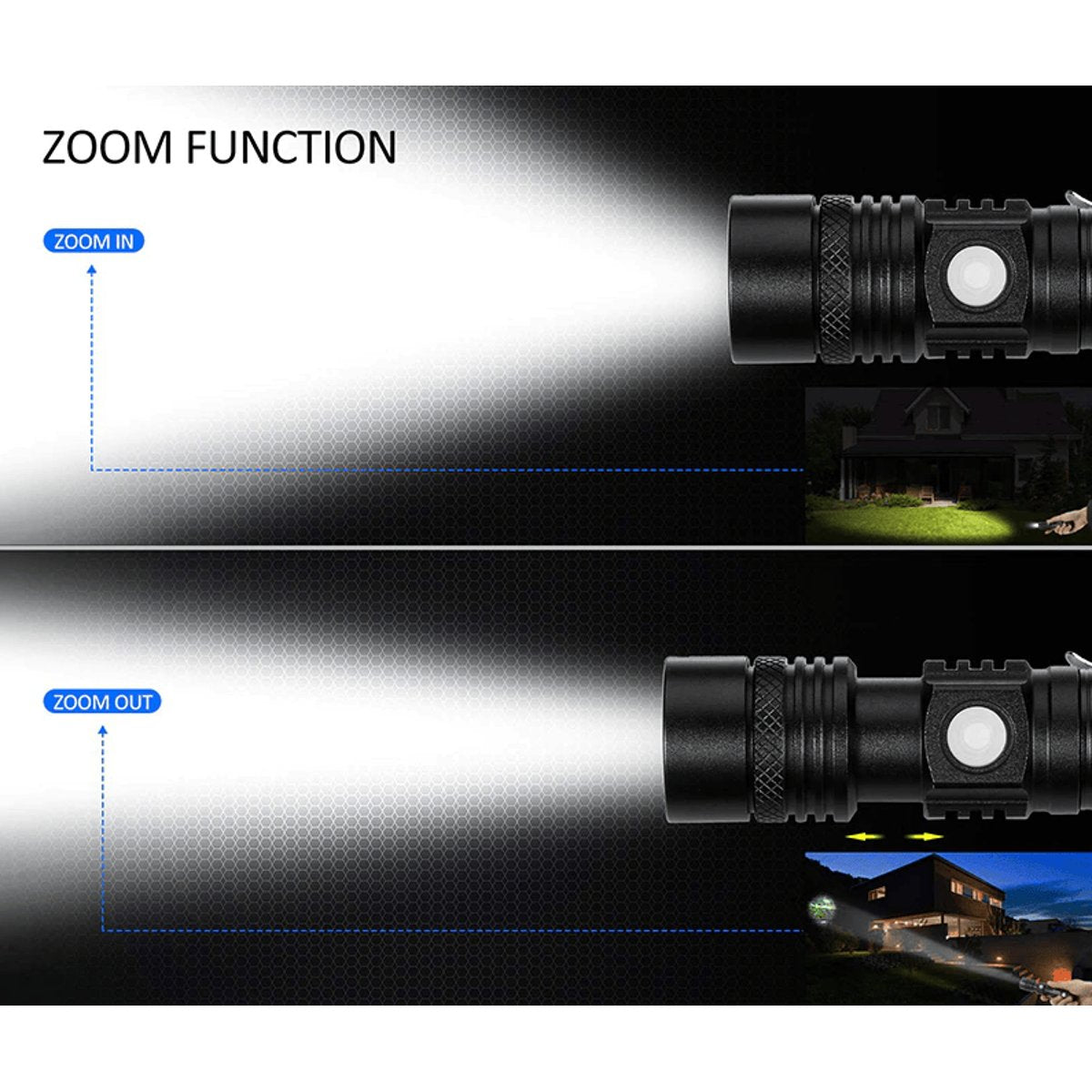 Super Bright Zoomable LED Tactical Flashlight - 90,000 lm (Rechargeable) — flashlights, lifestyle