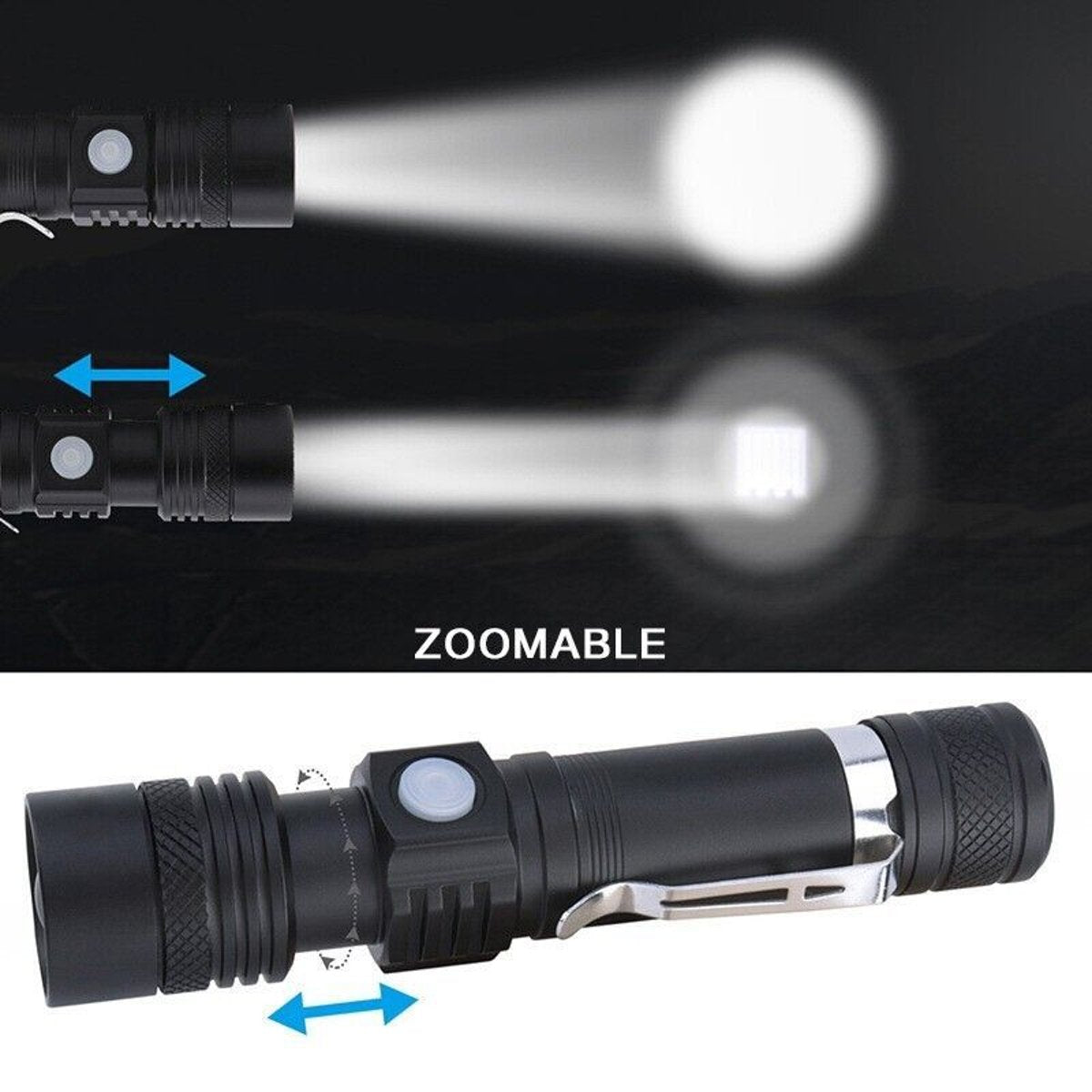 Super Bright Zoomable LED Tactical Flashlight - 90,000 lm (Rechargeable) — flashlights