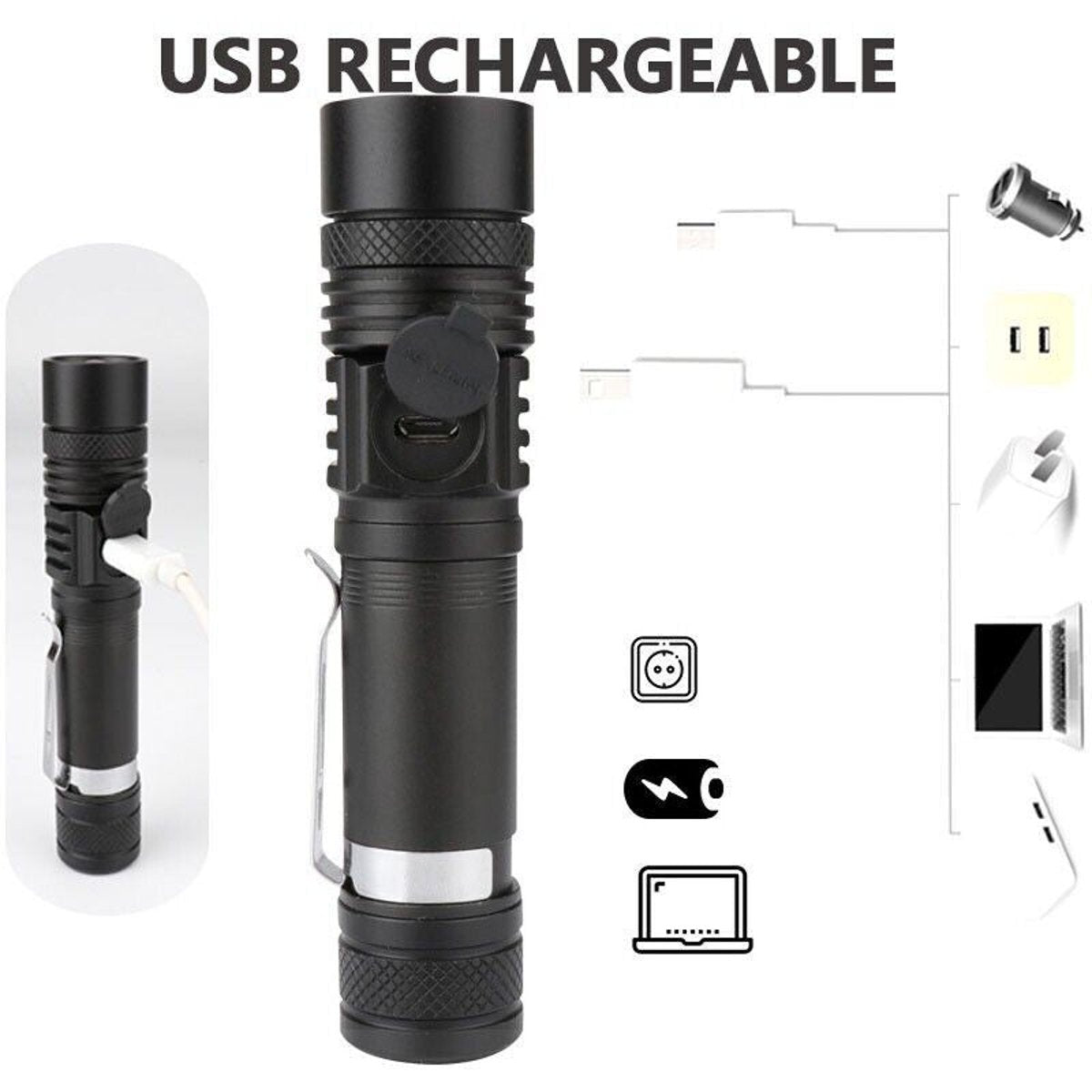 Super Bright Zoomable LED Tactical Flashlight - 90,000 lm (Rechargeable) — flashlights, view 15