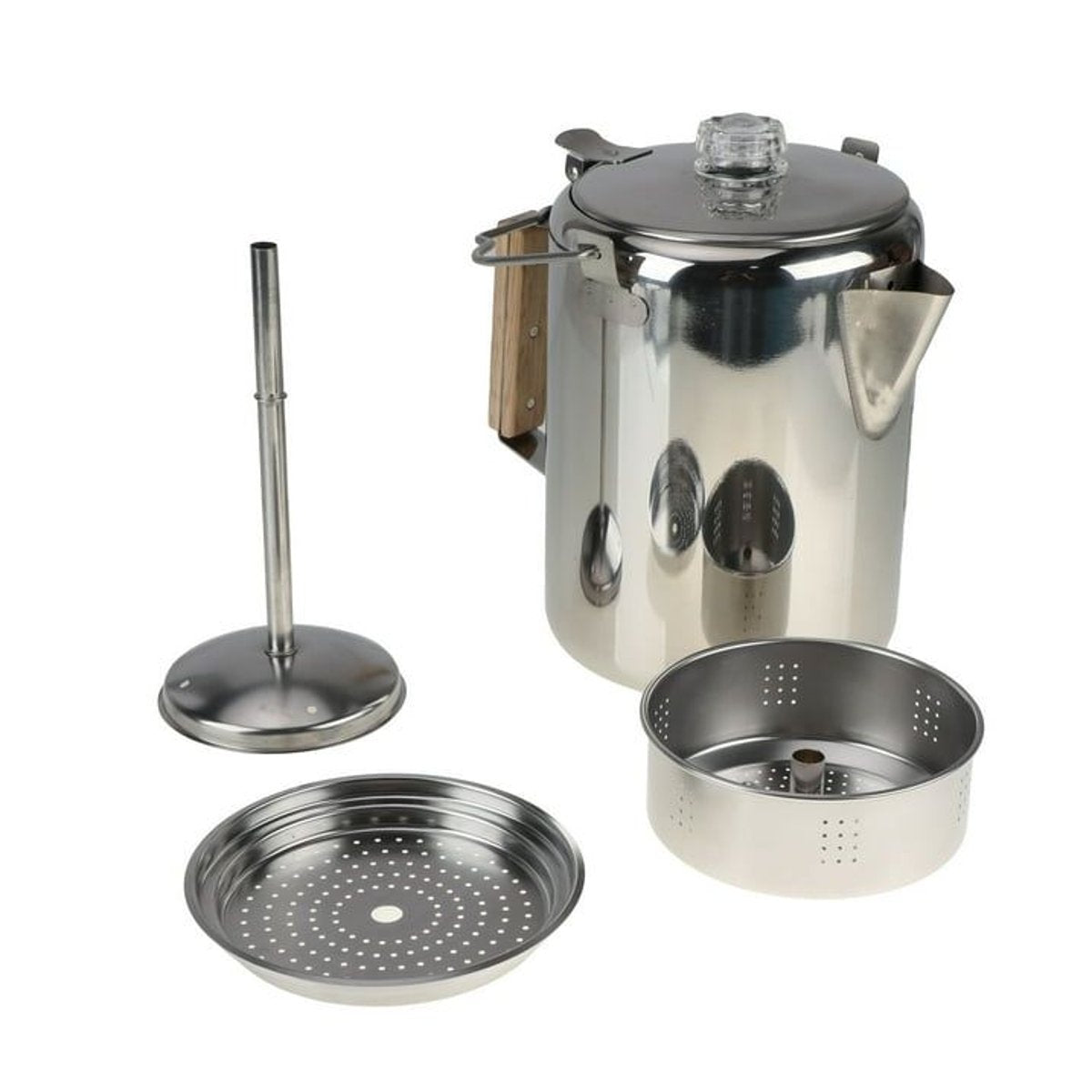 Trail Stainless Steel 12-Cup Coffee Percolator (Campfire/Stovetop) — steel, percolators, detail