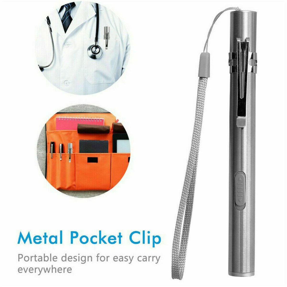 USB Rechargeable Stainless Steel Pen Flashlight (5 in) — flashlights, detail