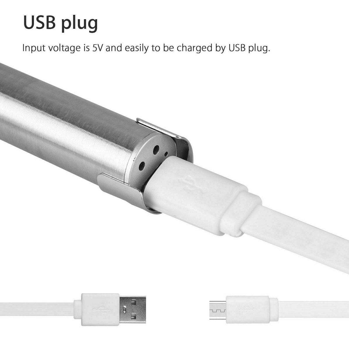 USB Rechargeable Stainless Steel Pen Flashlight (5 in) — flashlights, view 9