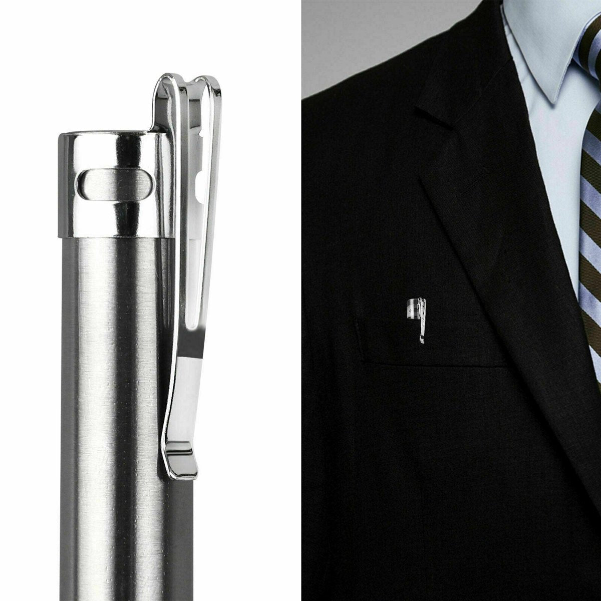 USB Rechargeable Stainless Steel Pen Flashlight (5 in) — flashlights, view 10