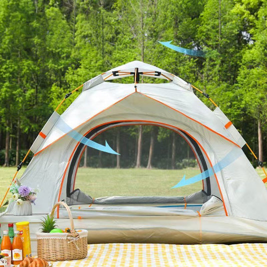 VentureGuard Deluxe Pop-Up Hydraulic Tent - Double Door, Mesh, Water-Resistant — white, tents, front view