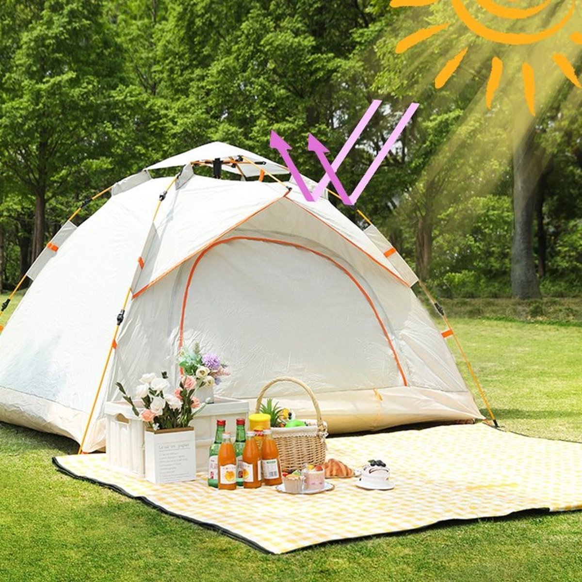 VentureGuard Deluxe Pop-Up Hydraulic Tent - Double Door, Mesh, Water-Resistant — tents, angled view