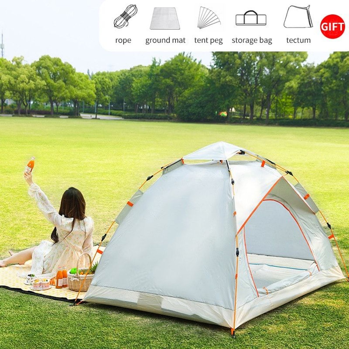 VentureGuard Deluxe Pop-Up Hydraulic Tent - Double Door, Mesh, Water-Resistant — tents, back view