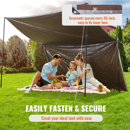 VEVOR 10-Mil Waterproof Tarp - 16' x 20', UV-Resistant Poly w/ Metal Grommets — tarps, front view