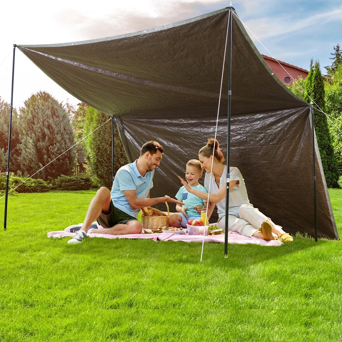 VEVOR 10-Mil Waterproof Tarp - 16' x 20', UV-Resistant Poly w/ Metal Grommets — silver, tarps