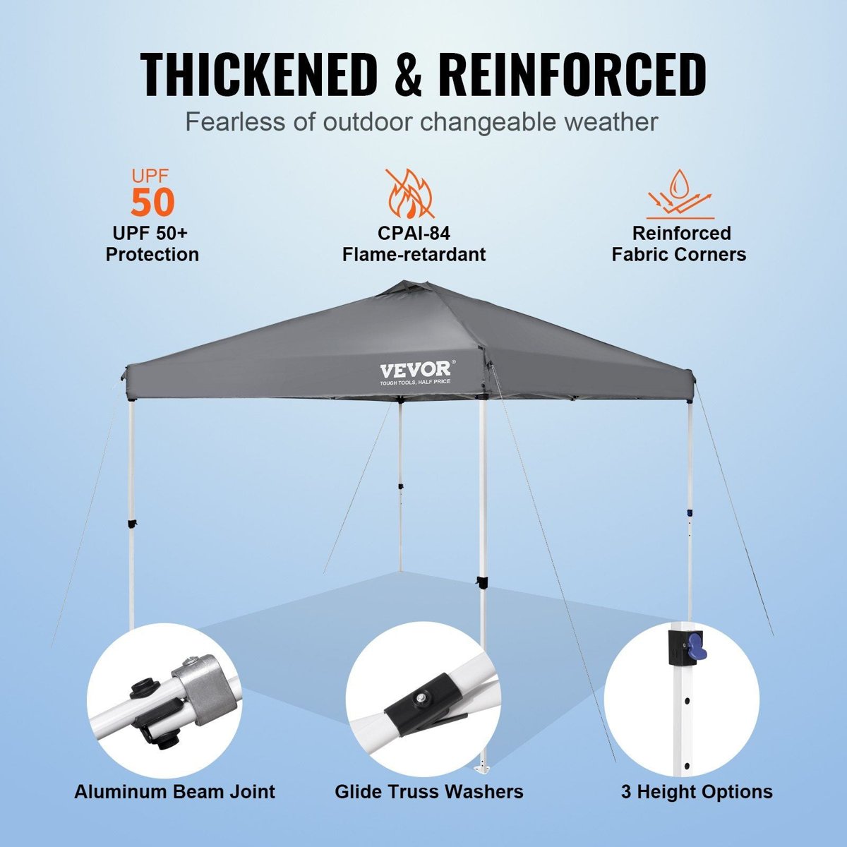 VEVOR 10'×10' Pop-Up Canopy Tent - UPF 50+, CPAI-84, Wheeled Bag & Sandbags — canopies, back view