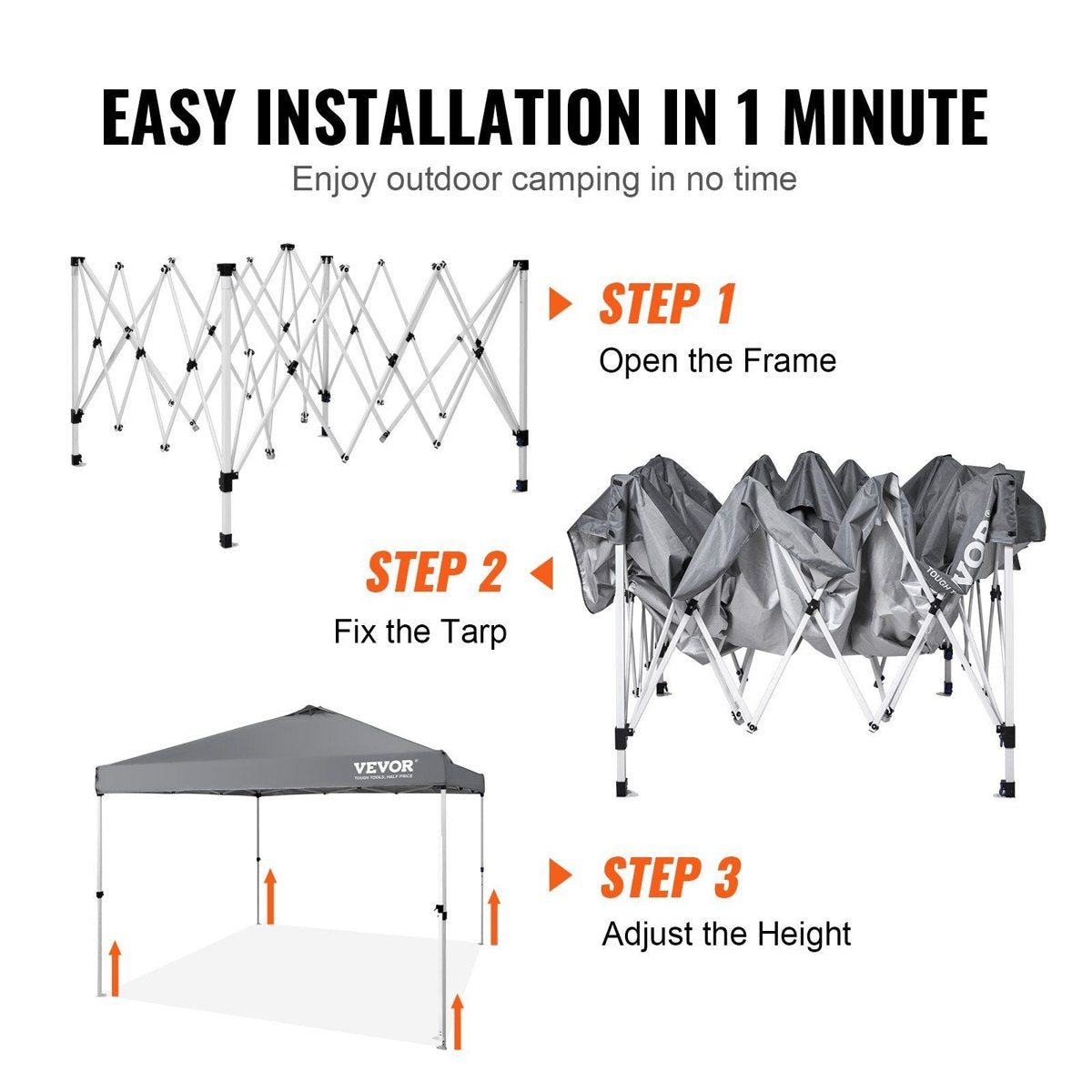 VEVOR 10'×10' Pop-Up Canopy Tent - UPF 50+, CPAI-84, Wheeled Bag & Sandbags — canopies, detail