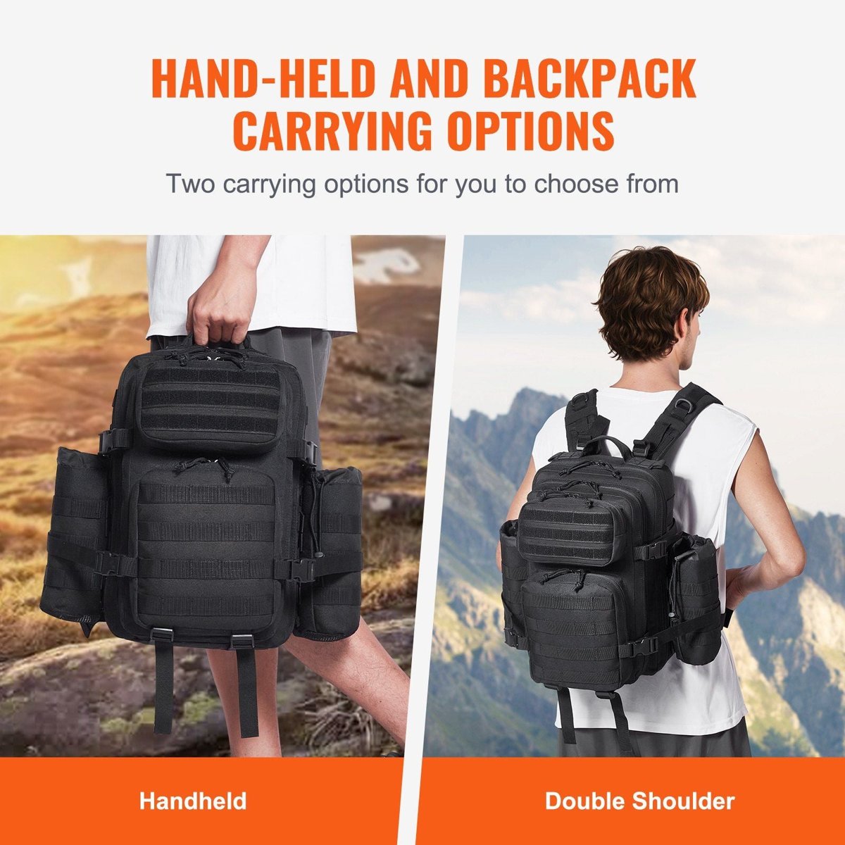 VEVOR 25L Tactical Backpack - MOLLE Daypack, Lightweight Waterproof Polyester — hiking backpacks, detail