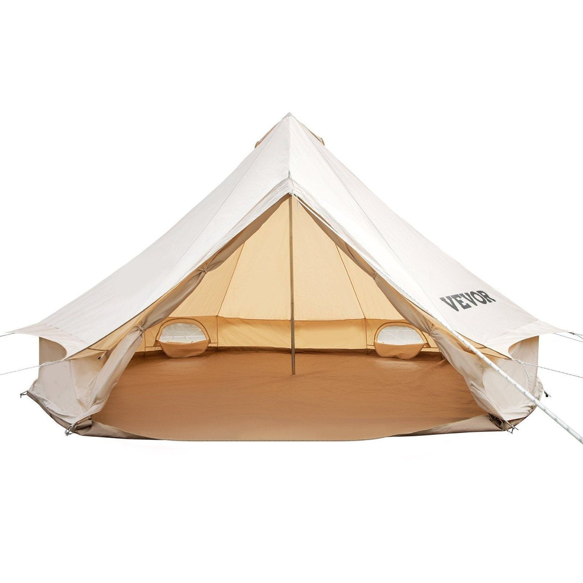 VEVOR 3m Cotton Canvas Bell Tent - 5" Stove Jack, Zip-Away Floor (3-5P) — tents, view 7