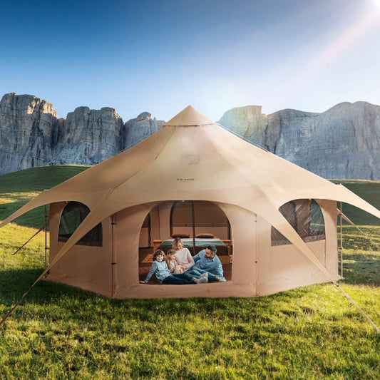 VEVOR 5M TC Canvas Bell Tent - 8-Person Yurt with Stove Jack & Oxford Floor — tents, front view