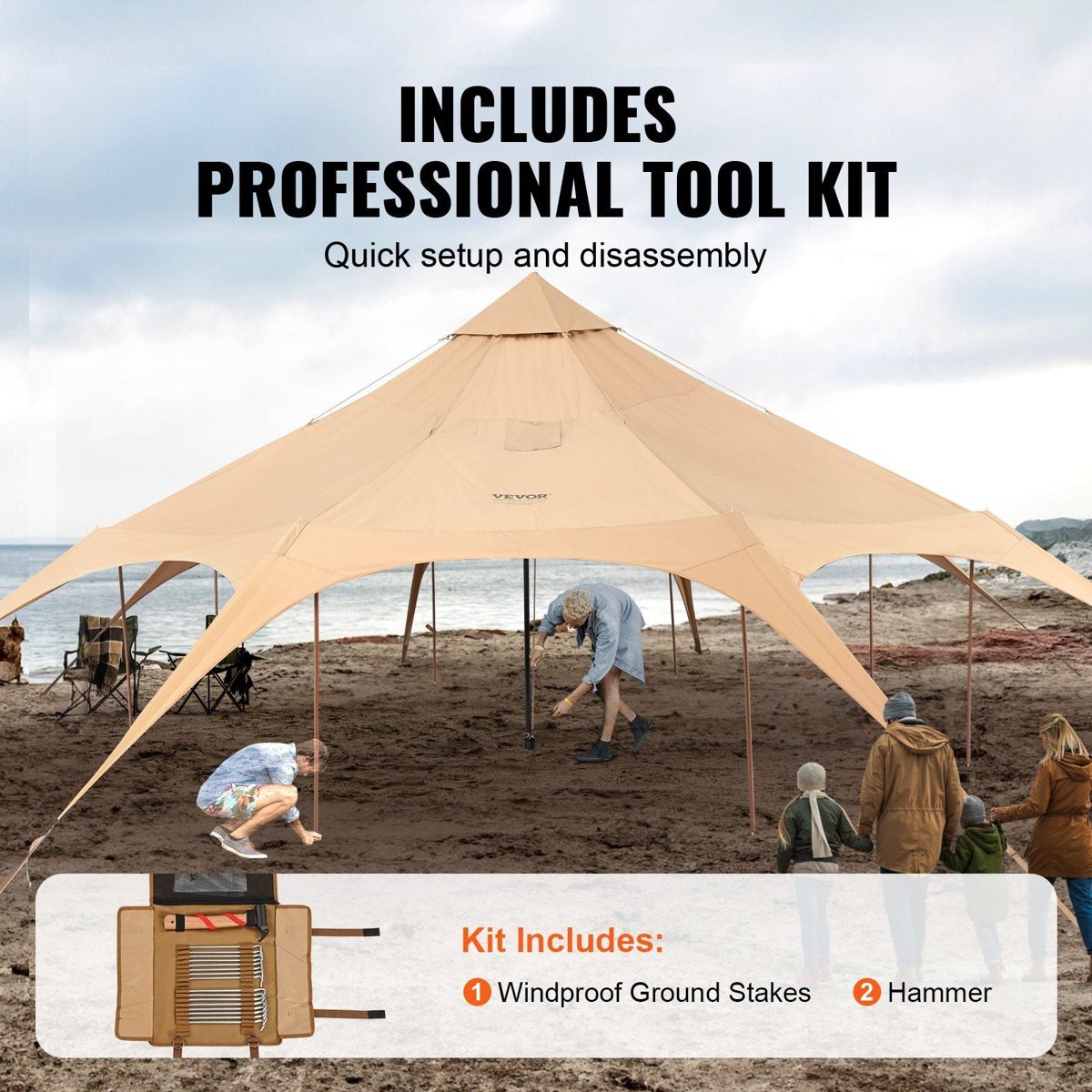 VEVOR 5M TC Canvas Bell Tent - 8-Person Yurt with Stove Jack & Oxford Floor — tents, lifestyle